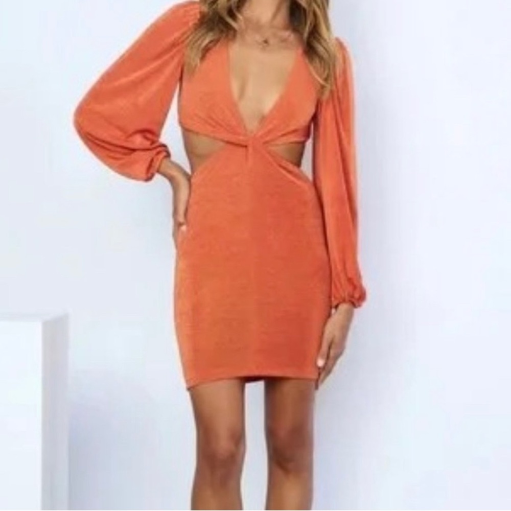 Hello Molly Cut Out Orange Party Mini Dress Size 6